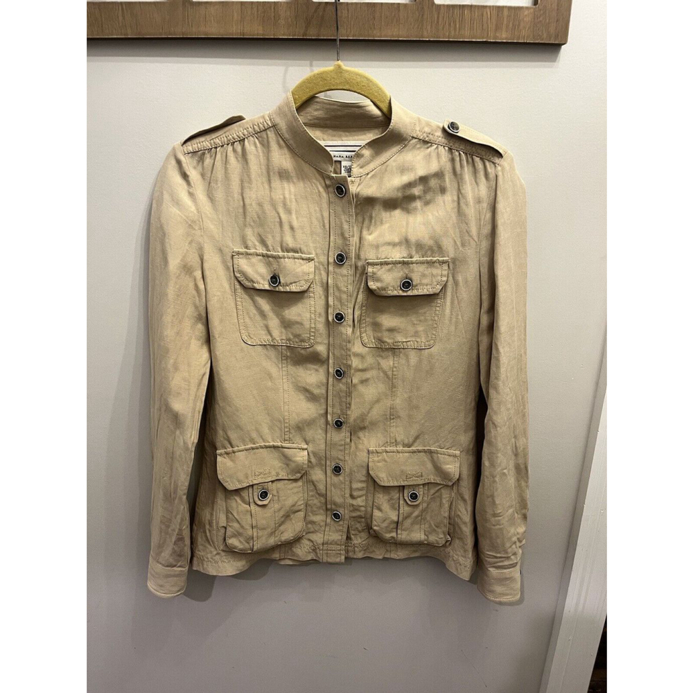 Banana Republic Silk Linen Blend Tan Safari / Military Jacket- Women‎ XS